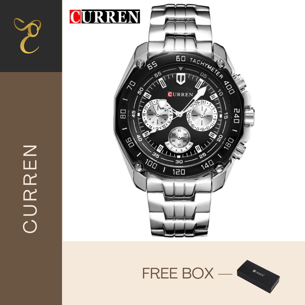 【COD】Jam Tangan Pria Curren Stainless Steel Tahan Air Original Chronograph Tidak Aktif