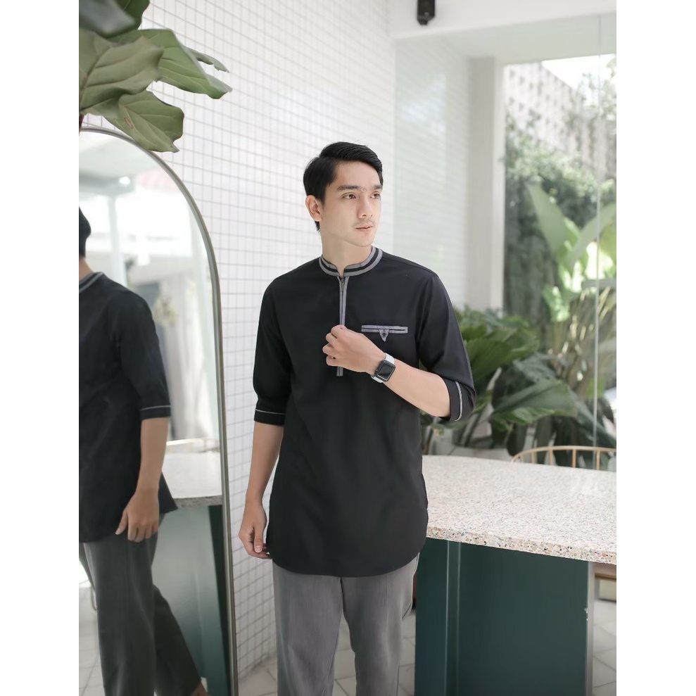 Baju Koko Kurta Dewasa Lengan 3/4 Sleting Material Toyobo Adem Serap / Baju Muslim Pria Dewasa Lengan Pendek / Baju Koko Pria Dewasa / Baju Koko Dewasa / Koko Dewasa / Baju Koko Pria Anak Dewasa Lengan Pendek Kurta Premium Dewasa Terbaru