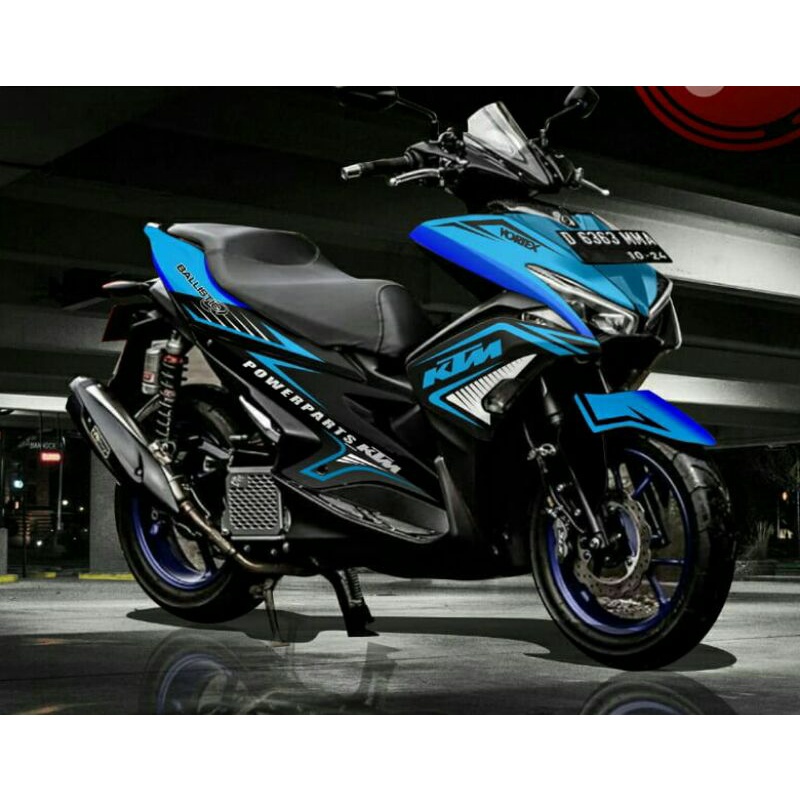 Sticker Decal AEROX 155 Stiker Striping Full Body Biru Simple
