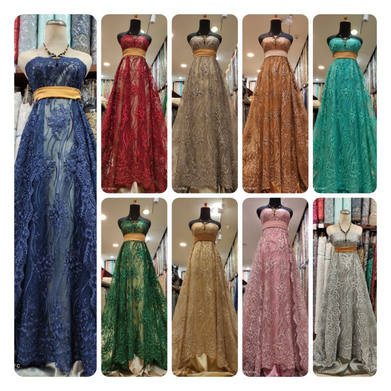 Bahan Lace Brokat Kebaya Dress Akar