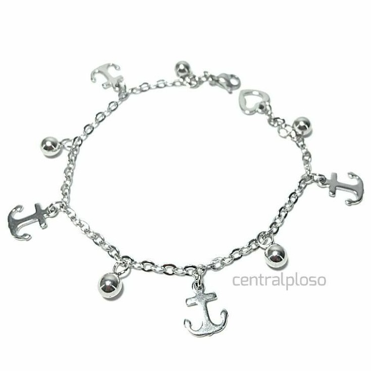 Gelang Tangan Titanium Jangkar SILVER Anti Karat