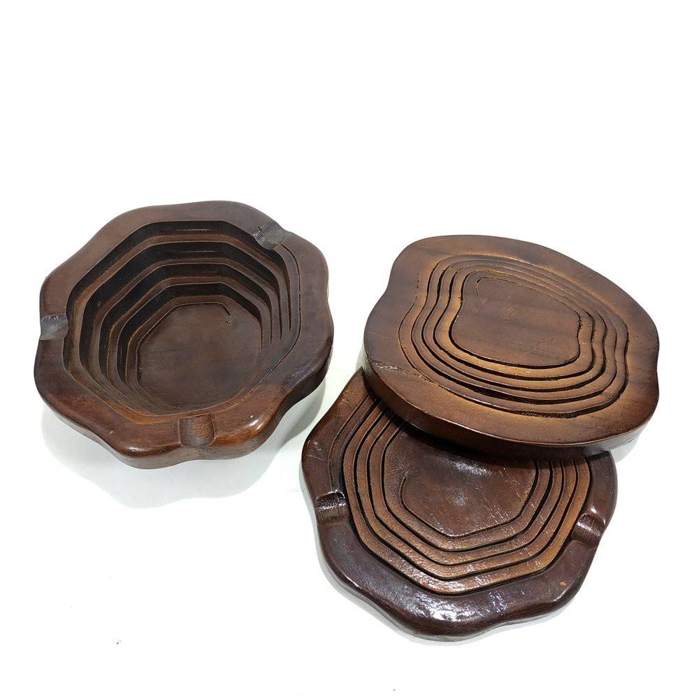 Asbak Rokok Spiral Dari Kayu Jati Model Obat Nyamuk Antik Unik