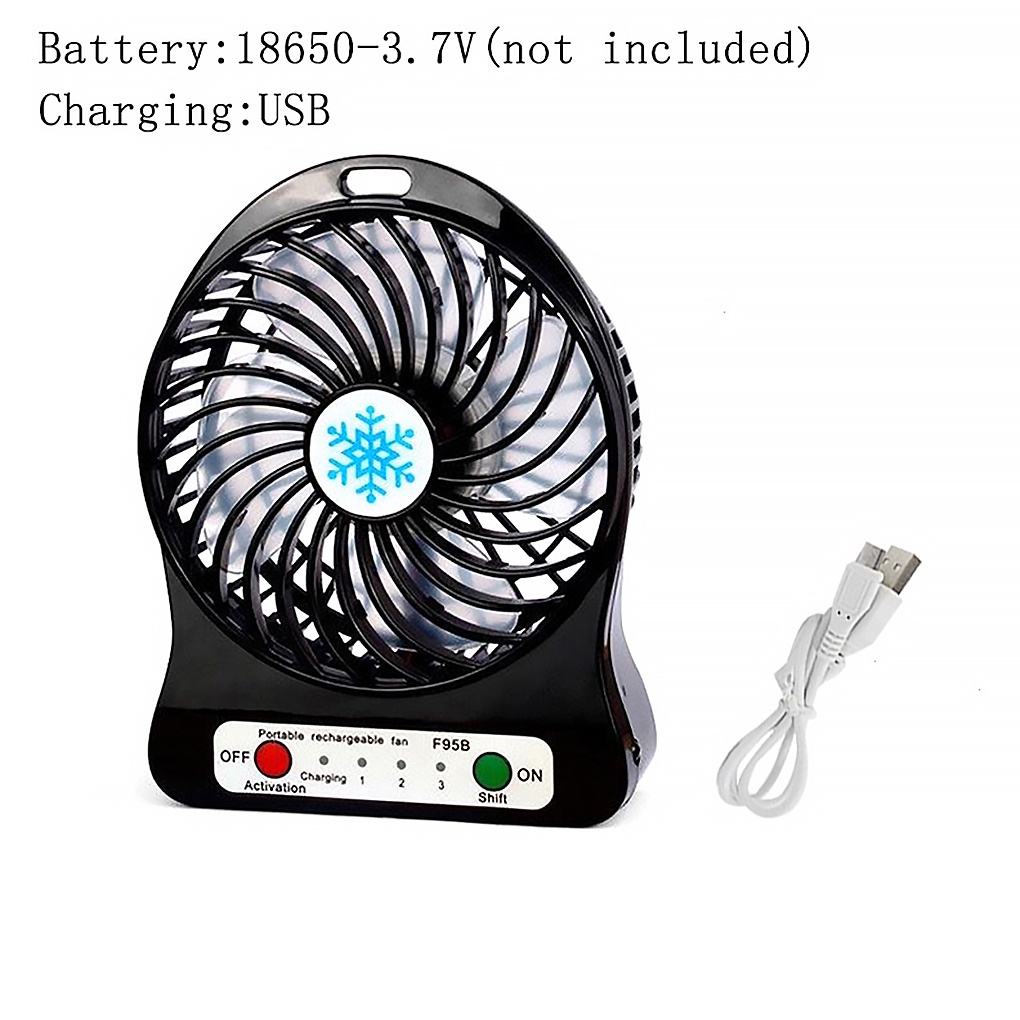 [huite]USB Rechargeable Mini Fan Indoor Outdoor Portable Desktop Plastic Electric Fan with LED Light