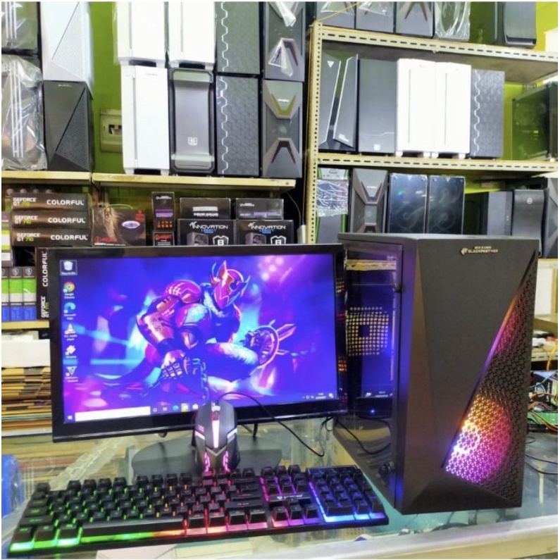 Pc Gaming ryzen 3 3200G Ram 8gb monitor 19in fullset siap gaming berat