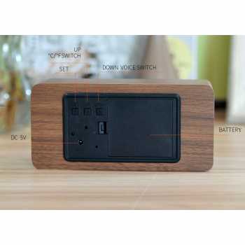 Jam Alarm LED Wood / Jam Digital Motif Kayu Jam Alarm Kayu Led Digital Temperatur Wood Clock Led Jam Meja Kayu Kotak Box Jam Kayu Digital Led Jam Weker Aesthetic Digital Murah Jam Tidur Digital / Jam Multifungsi Pengukur Suhu Alarm Lampu backlight Unik