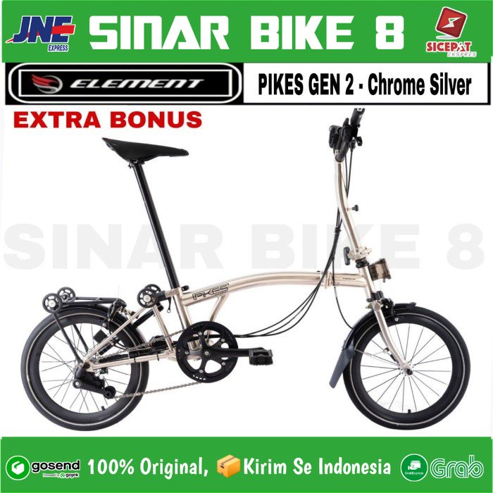 Sepeda Lipat Trifold ELEMENT PIKES GEN 2 Chrome Silver Folding Bike