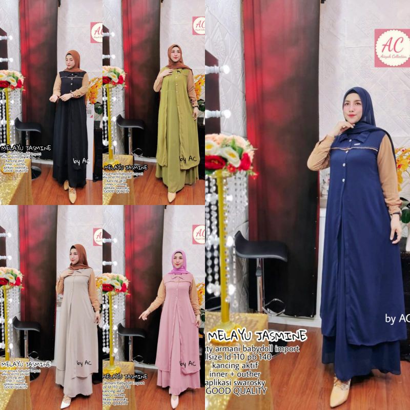 GAMIS JASMINE MELAYU ORI / GAMIS MELAYU BY JASMINE ORIGINAL LD 110 PB 140 BAHAN CERUTY