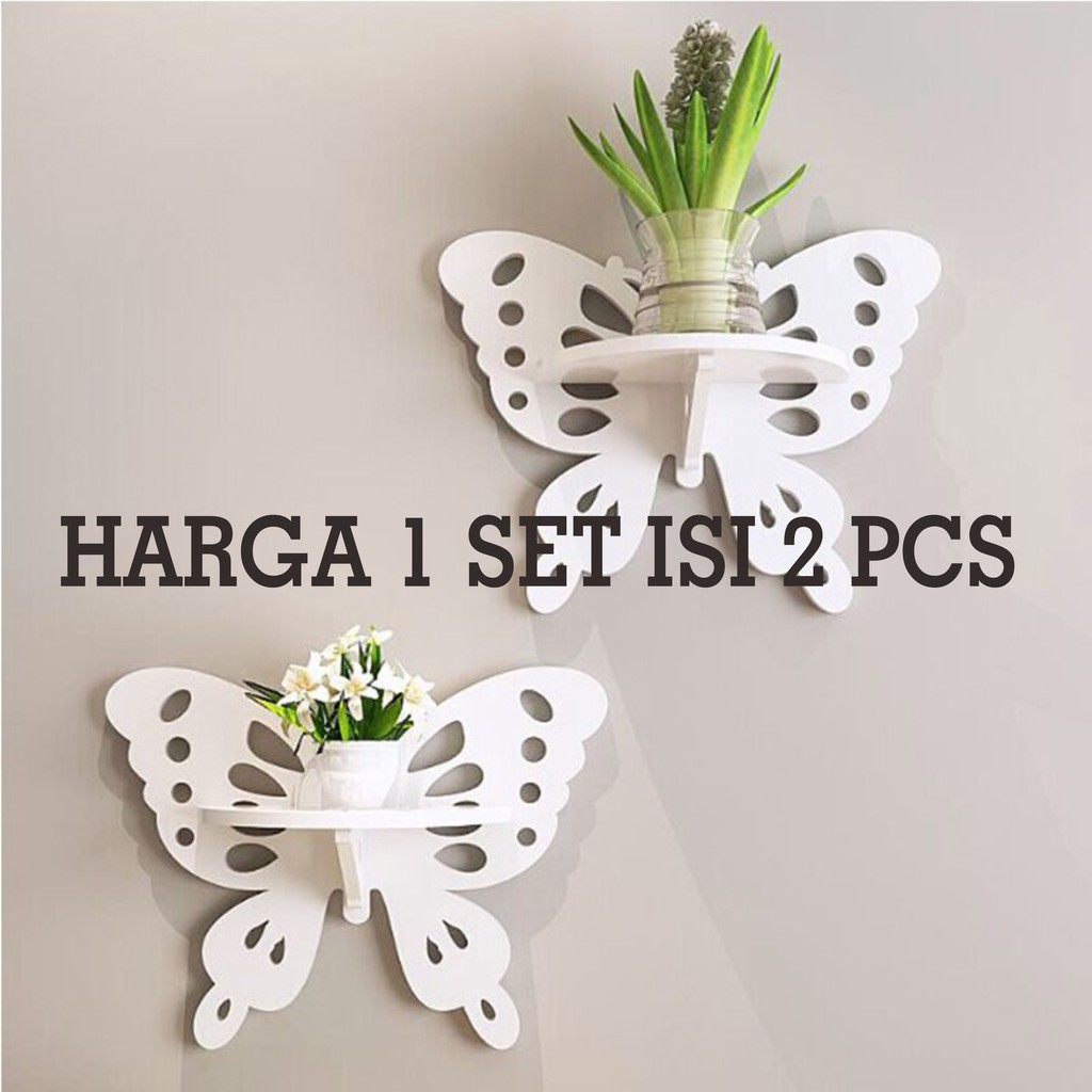 Kupu Kupu Decorative Rack rak Shabby chic vintage (1set isi 2) M532