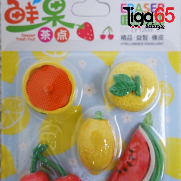 365 Cartoon Eraser #40888 Penghapus Set Fruit Shape Penghapus Kartun Isi 6 pcs