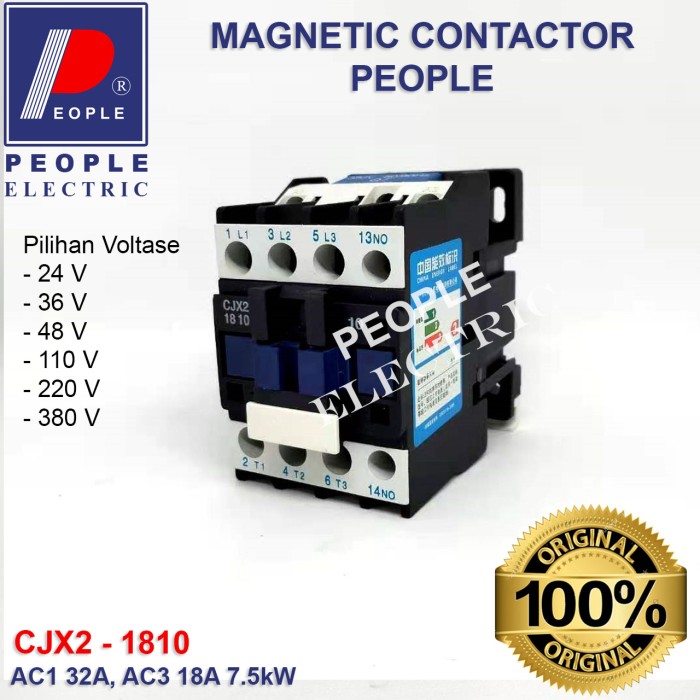 CONTACTOR PEOPLE CJX2-1810 CJX2-1801 32A 36V 220V 380V Termurah