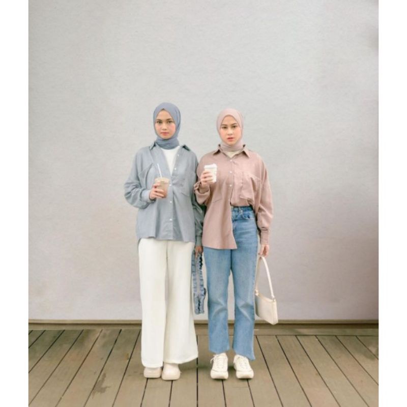 KEMEJA LINEN OVERSIZE SHIRT OVERSIZE JUMBO / KEMEJA POLOS ATASAN LENGAN PANJANG WANITA /KEMEJA LINEN POCKET KANTONG DUA SHIRT LINEN OVERSIZED WANITA / KEMEJA BASIC KOREA OVERSIZED SHIRT hu