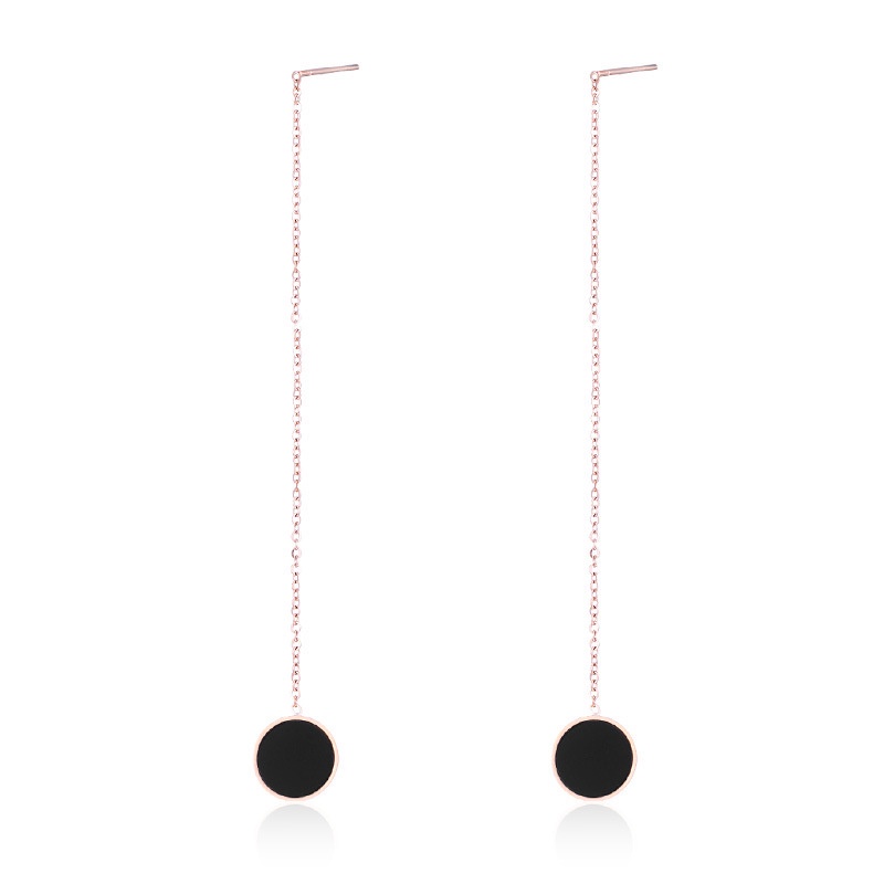 Baja Titanium wanita Baru ramping model hitam bulat cincin anting-anting titanium baja anting-anting