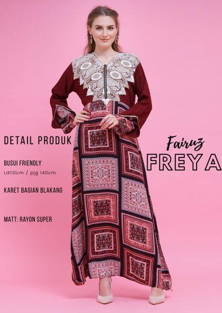 Daster Arab FAIRUZ FREYA Long Dress Rayon Renda import