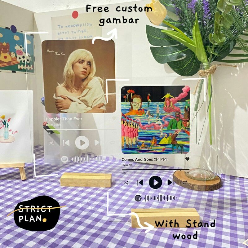 

acrylic spotify bebas free custom A5 A4 song album music kado hadiah ulang tahun wisuda murah Hiasan dinding akrilik