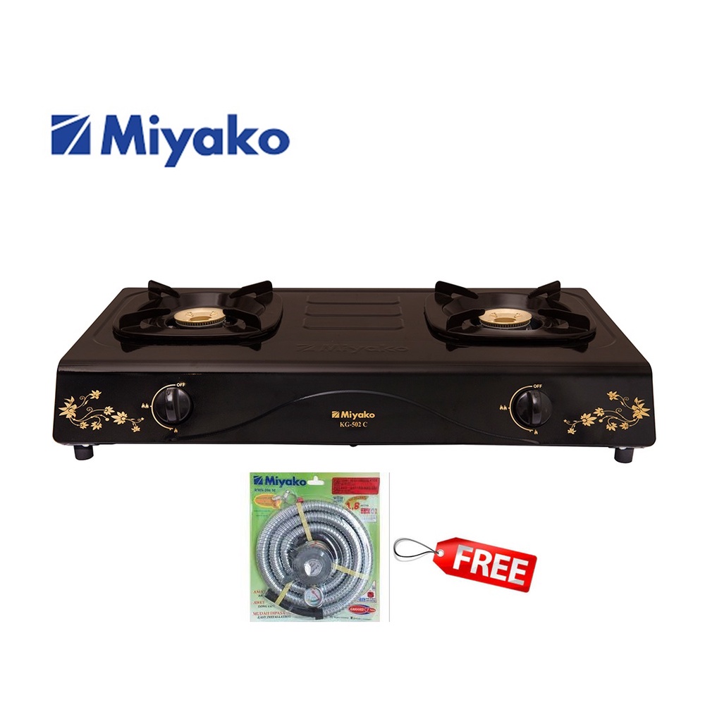 Miyako KG-502C Kompor Gas 2 Tungku FREE Paket Miyako Selang Gas Meter