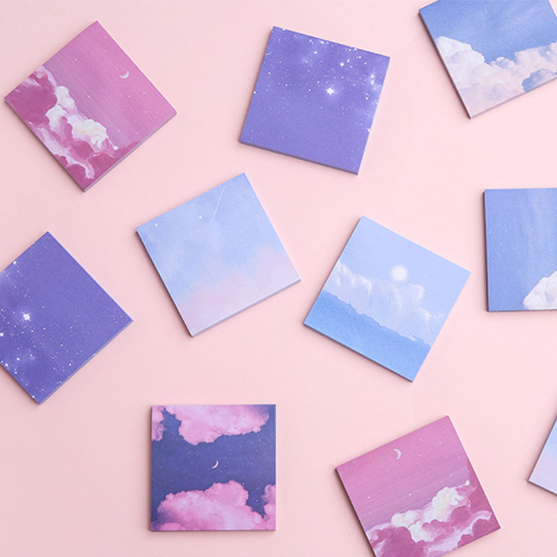 [New Products]80 Sheets Simple Oil Painting Series Sticky Note Creative Calendar Notebook Memo Stickers