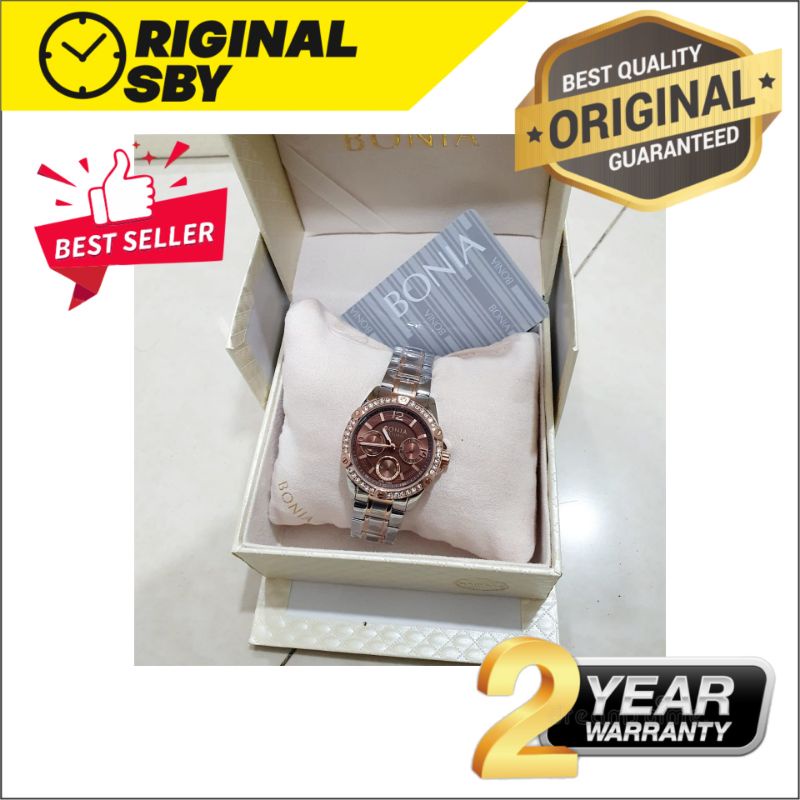 JAM TANGAN PRIA WANITA | RANTAI | KULIT | KARET | MURAH | Wanita Bonia tesoro BNB10296 -merah free b