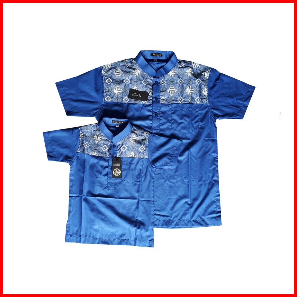 Koko Couple ayah anak / Koko warna biru / koko pria / koko anak / koko batik couple / ocean blue 2