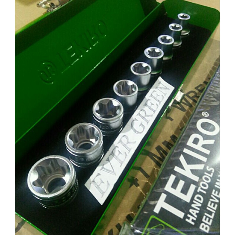 TEKIRO 9 pcs Mata Kunci Sok Bintang Shock Type E 10 11 12 14 16 18 20 22 24  treker cvt busi Nissan
