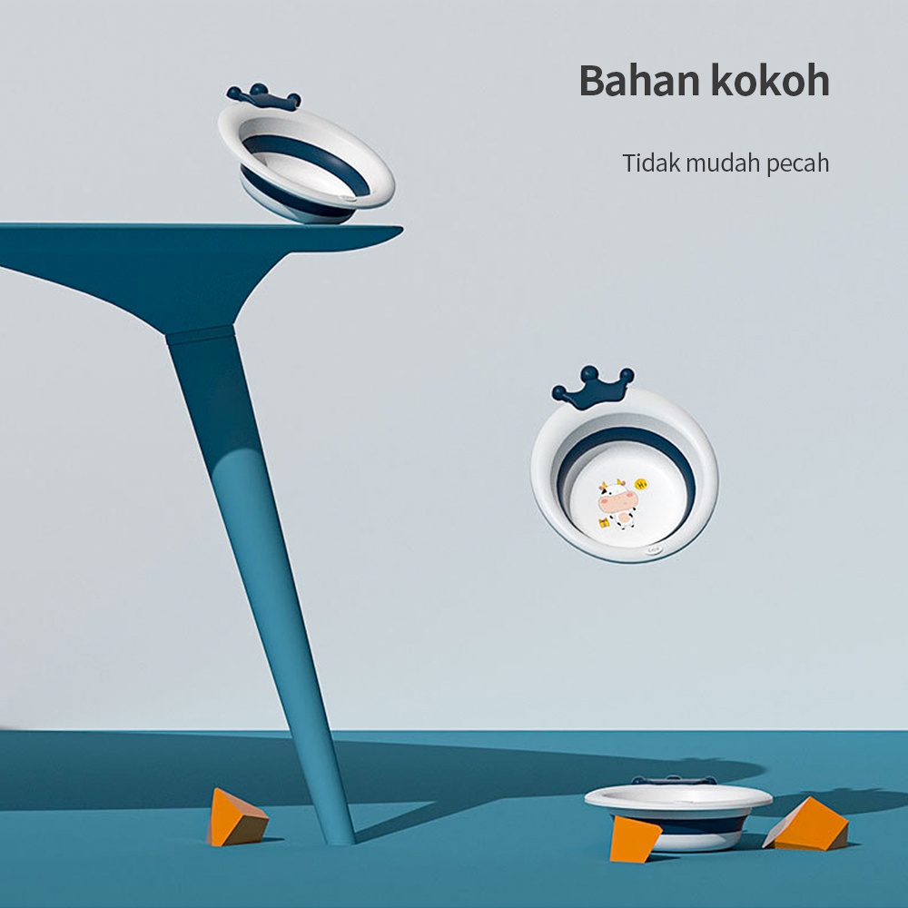 Lakooe Baskom plastik lipat Baskom mandi bayi anak multifungsi lucu
