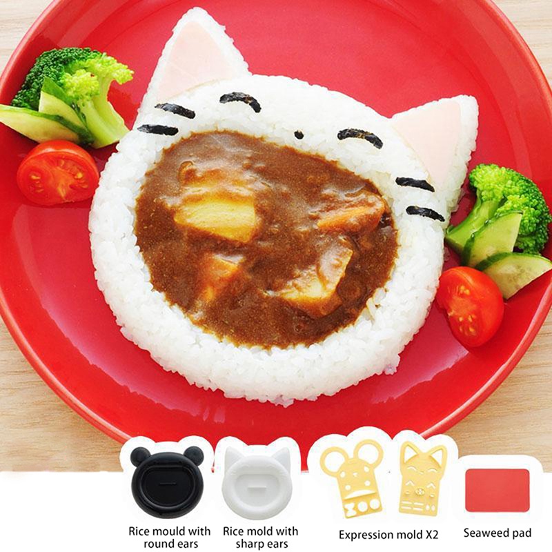 1 Pc Cetakan Pemotong Nasi Bento Sushi Nori Bentuk Kartun Kucing Beruang Untuk Aksesoris Dapur