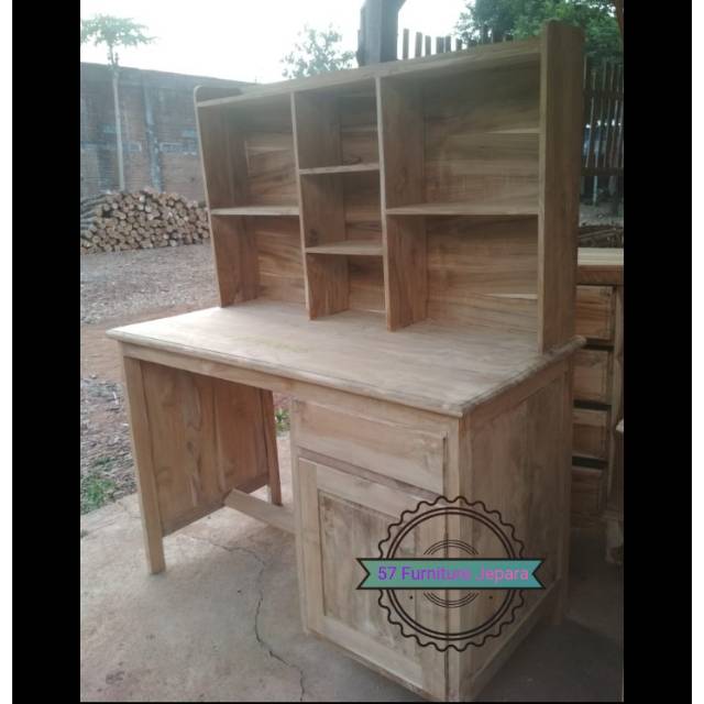 Meja belajar kayu jati - Meja kerja/ kantor laci model minimalis mentahan