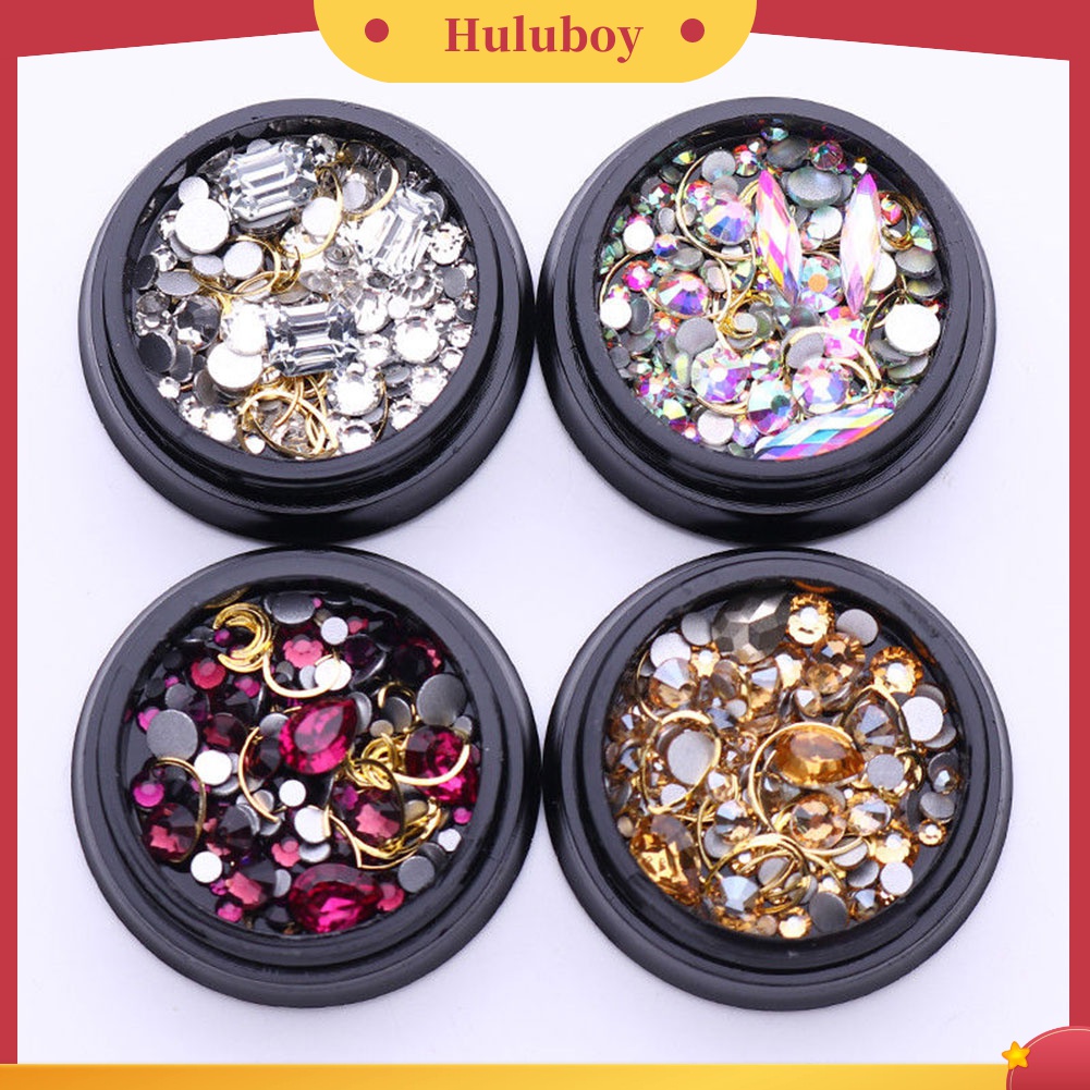 Huluboy Huluboy♡ Dekorasi Nail Art 3D Bentuk Geometris Bahan Alloy Aksen Glitter Berlian Imitasi Untuk Manicure