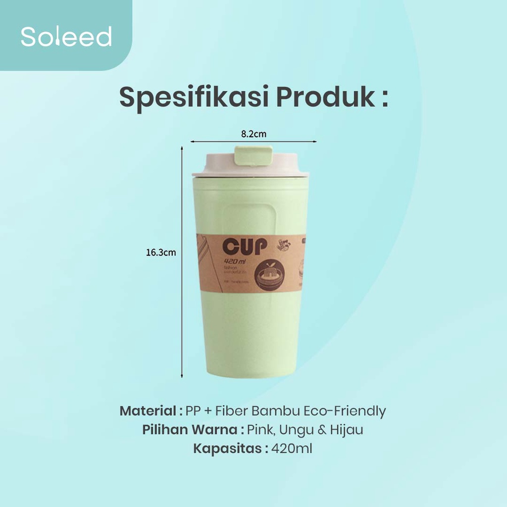 TUMBLER KOPI TEH JUICE 420ML FIBER BAMBU PP BOTOL MINUM ECO-FRIENDLY