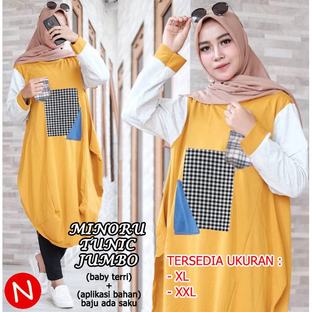 Minoru Tunik - Logo Smile (LS) - Ukuran XL-XXL - Matt Baby Terri + Aplikasi Bahan