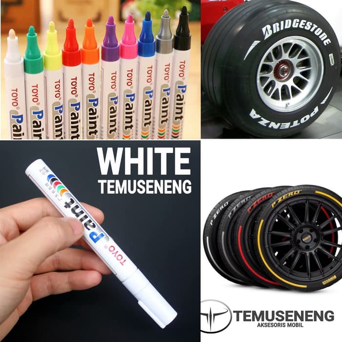 Toyo Paint Marker Putih Spidol Ban Warna Roda Mobil Motor Ori Karet Cat Pewarna Bentuk Pen Murah