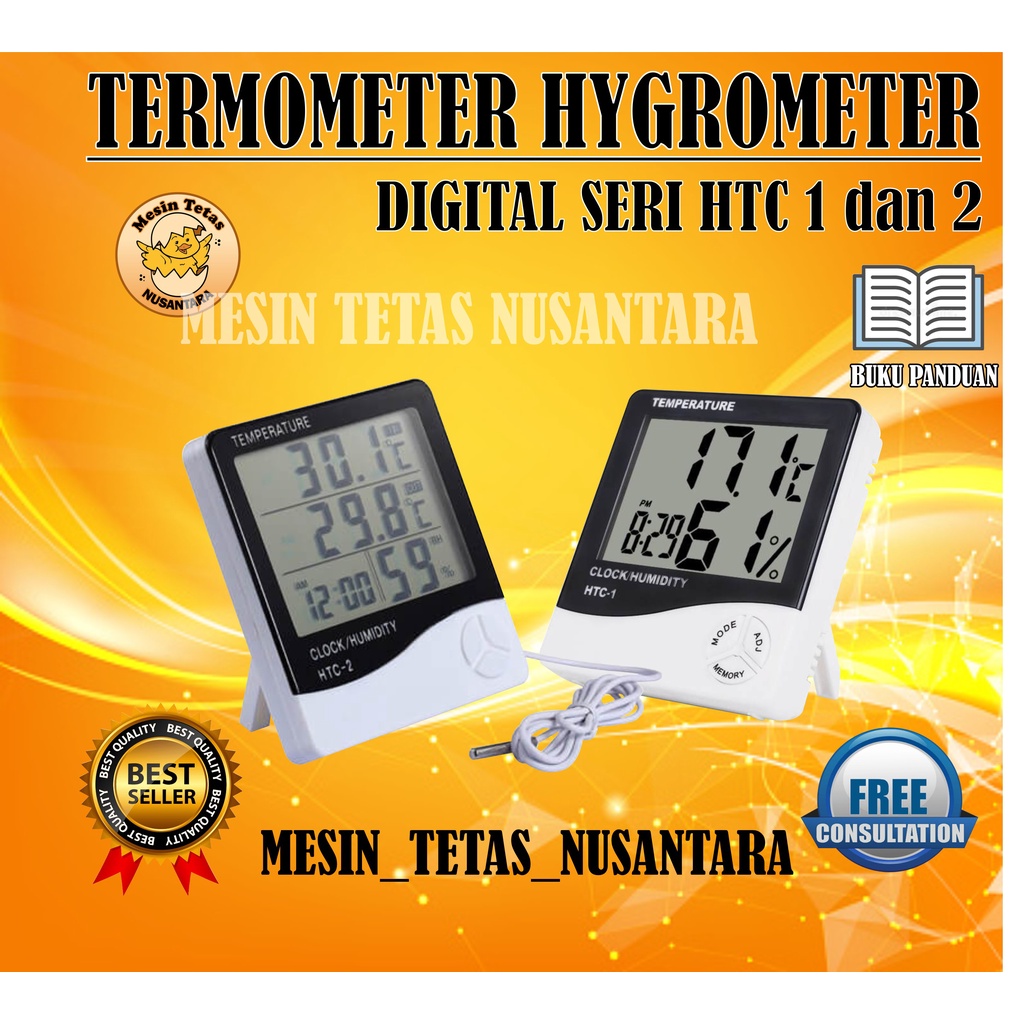 Termometer Hygrometer HTC-1 atau HTC-2 Pengukur Suhu dan Kelembaban Digital