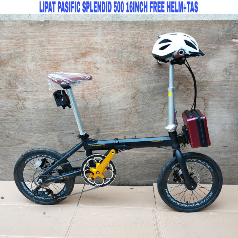 Sepeda Lipat Pasific Splendid 500 Alloy 16Inch Free Helm+Tas Rem Hydraulic
