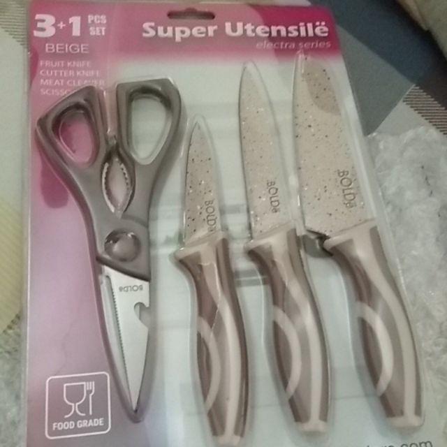 Pisau Set Isi 3 + Gunting Serbaguna Food Grade