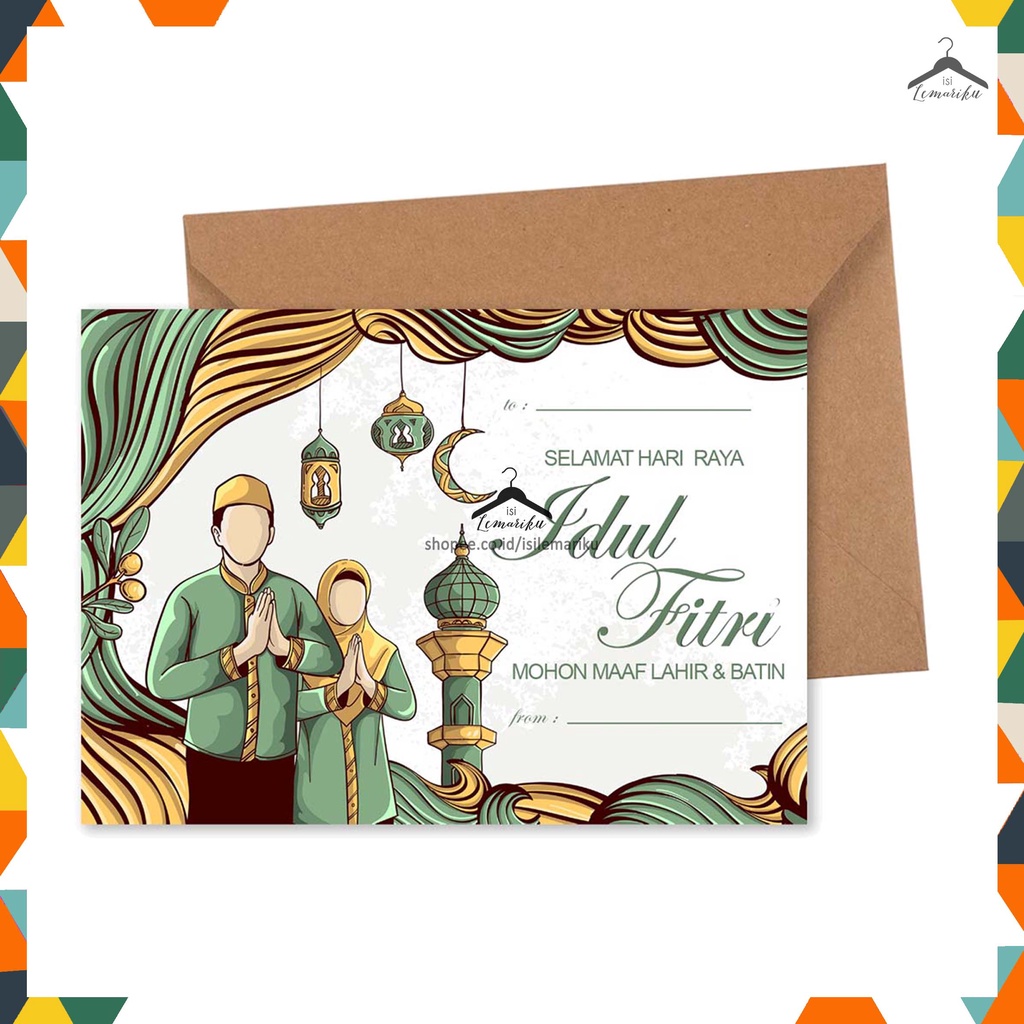 Kartu Ucapan Greeting Cards IDUL FITRI / RAMADAN + Amplop Craft A6