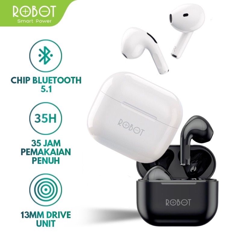 Headset Bluetooth Robot T50 TWS Airbuds Original True Wireless Original
