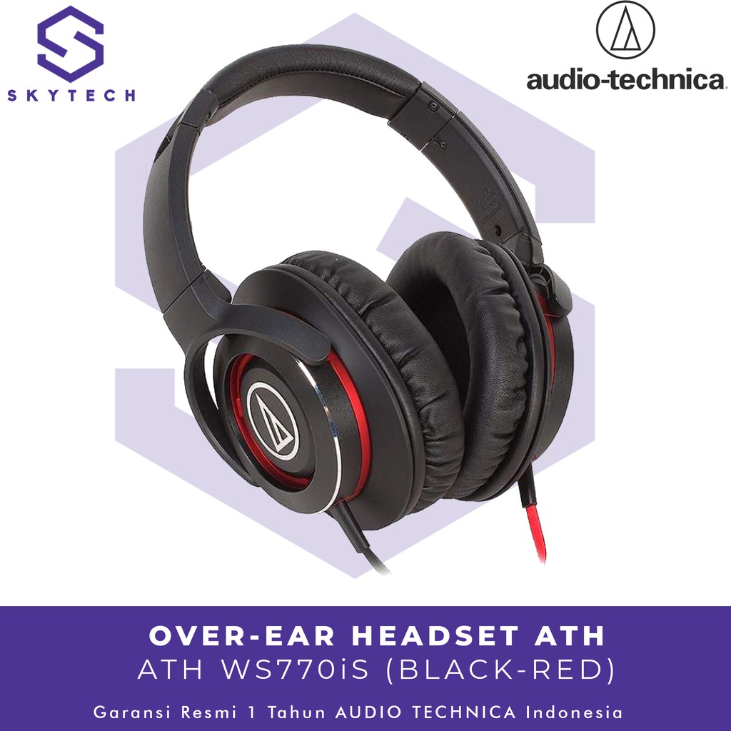 HEADSET AUDIO TECHNICA WS770iS BLACK RED ORIGINAL GARANSI RESMI