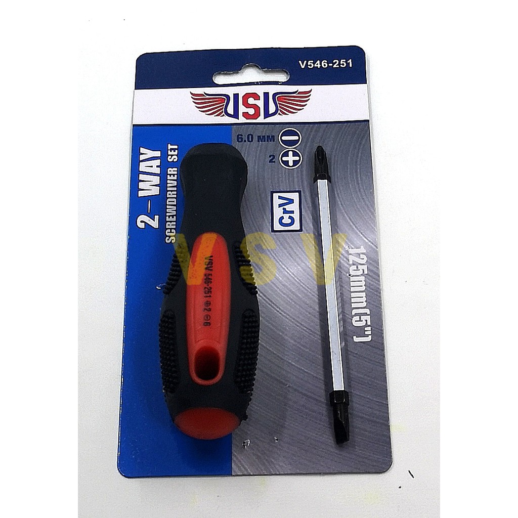 VSV Two way screwdriver 125mm rubber / obeng bolak balik /plus min