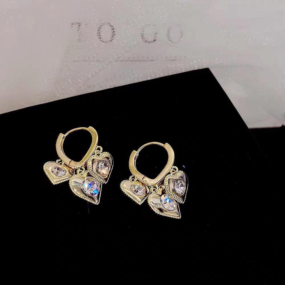 Mxbeauty Wanita Anting Hoop Trendi Eleagnt Hati Tergantung Temperamen Zirkon Menjuntai Drop Earrings