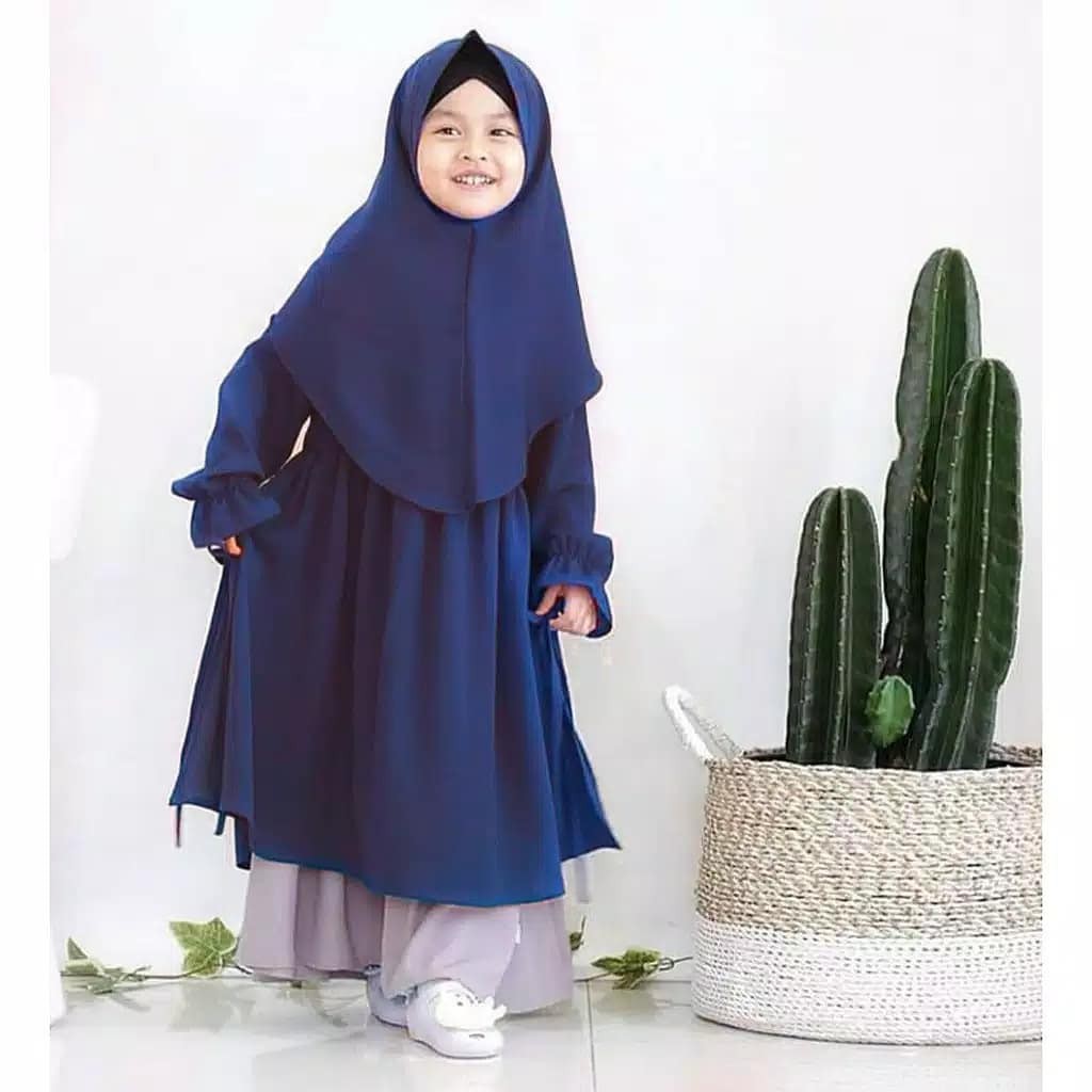 Leticia Kids / Dress / Gamis Anak 2-10 Tahun / S, M, L, XL Gamis Syari Set Khimar / Gamis Anak / Gam