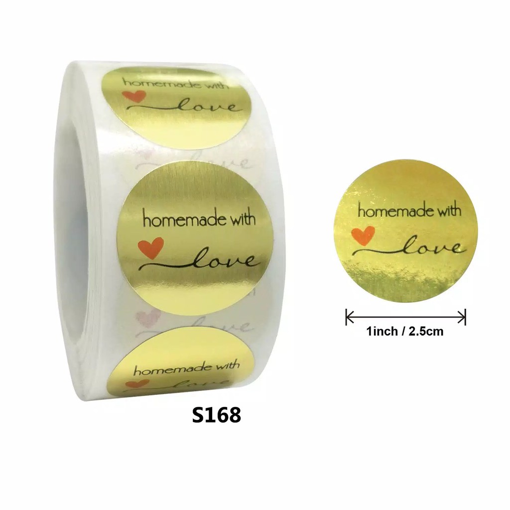 

Label Sticker Stiker Handmade With Love Gold Seal Sealer Kemasan Hiasan Baking Tools Packaging S168