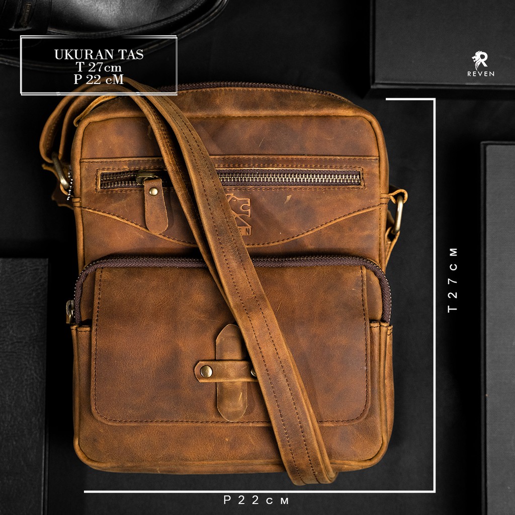 REVEN LEATHER - Tas Selempang Pria Kulit Asli Rover Bag