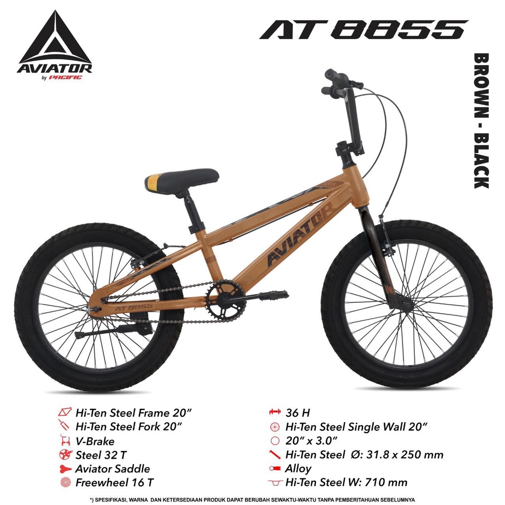 Sepeda BMX Anak Aviator AT8855 Ban Besar 20x3.0 Inch 7-12 Tahun