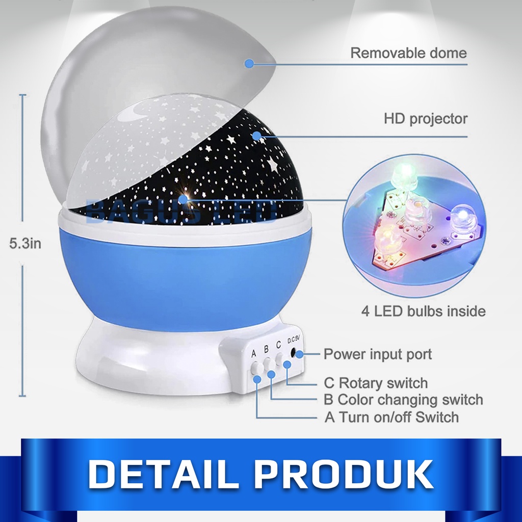 Lampu Proyektor Hias Langit Bulan Bintang Unik Projection Starry Lamp