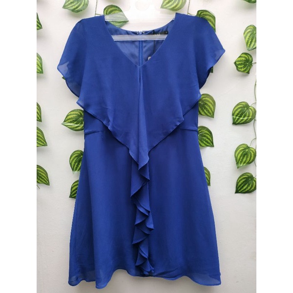 Dress Sifon biru, lengan pendek