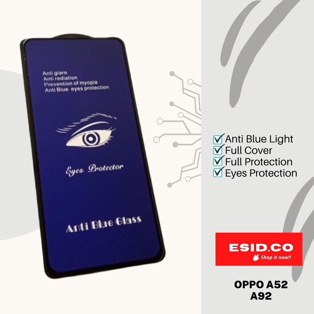 Tempered Glass 10D Oppo A54 A52 A53 A92 Full Cover Anti Blue Radiasi UV Premium Quality