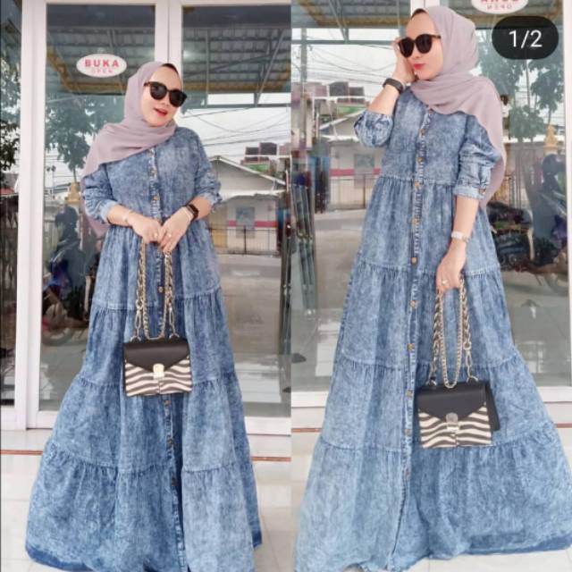 Gamis jeans...klok full.ld 108