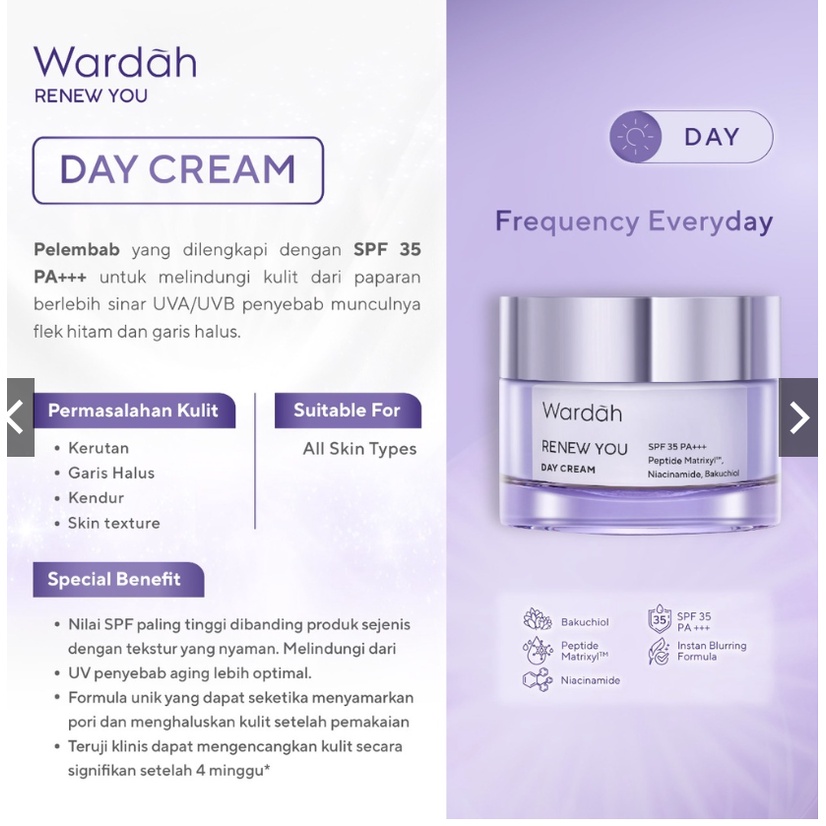 WARDAH RENEW YOU PAKET  ( DAY / NIGHT 30 ML + SERUM ) (  3  item )