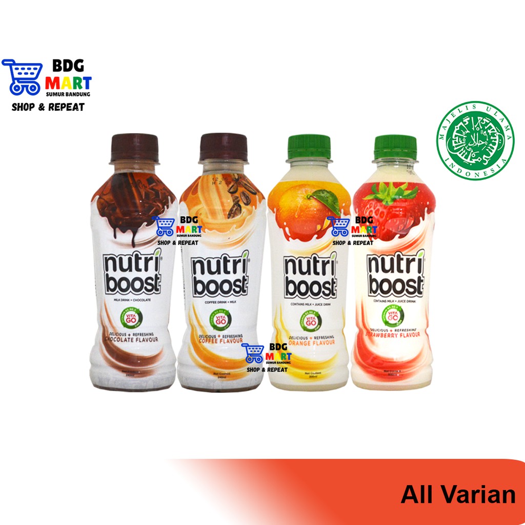 

VARIAN BOTOL Nutriboost Minuman Susu Sari Buah Jeruk Strawberry Coklat & Kopi Halal