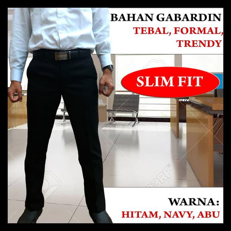 Celana Bahan Kerja Pria Slim Fit Tebal Trendy Keren