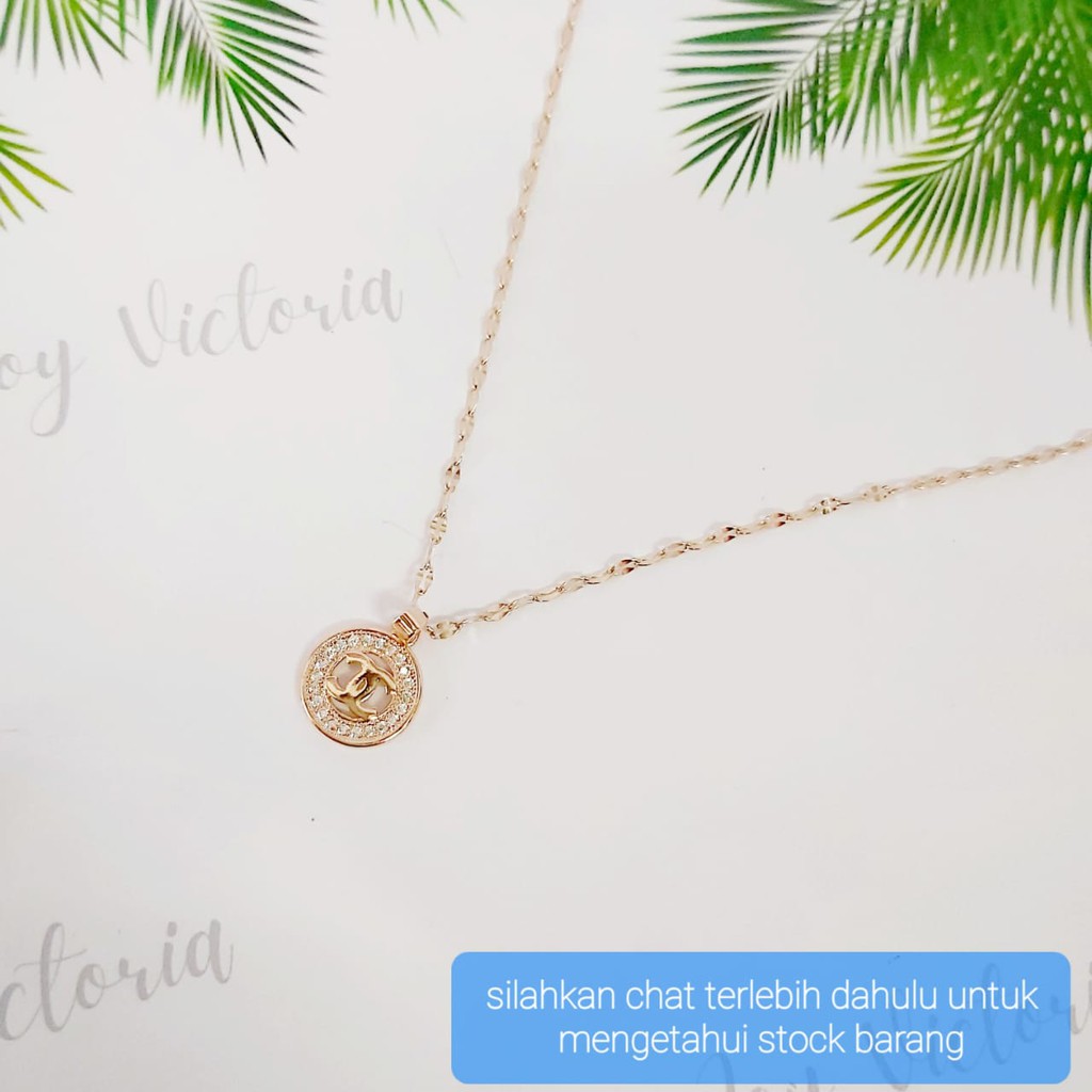 KALUNG TITANIUM WANITA NAECKLACE FASHION AKSESORIS PERHIASAN GOLD